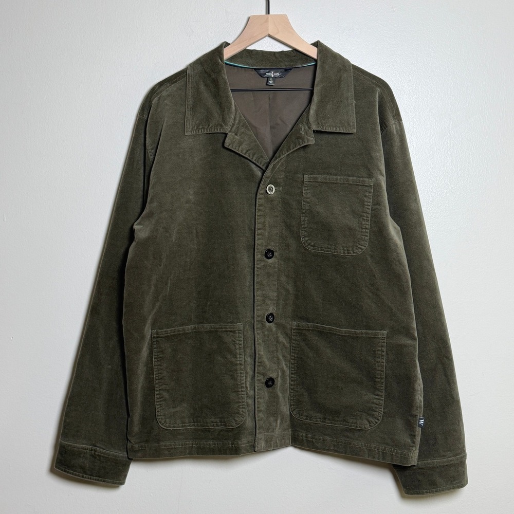 Houston White Olive Green Corduroy Chore Coat Jacket Mens Large Workwear Utility